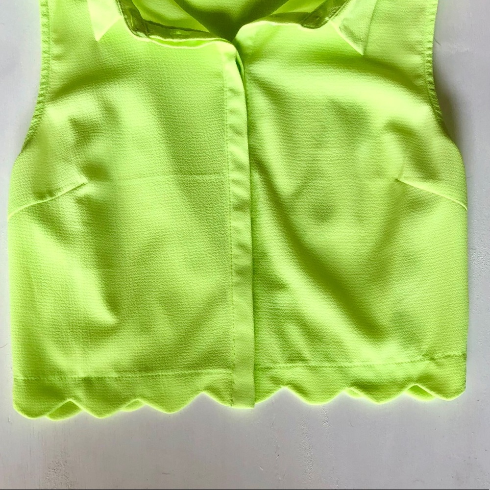 Lush Neon Green Scalloped Crop Top - Picture 14 of 14